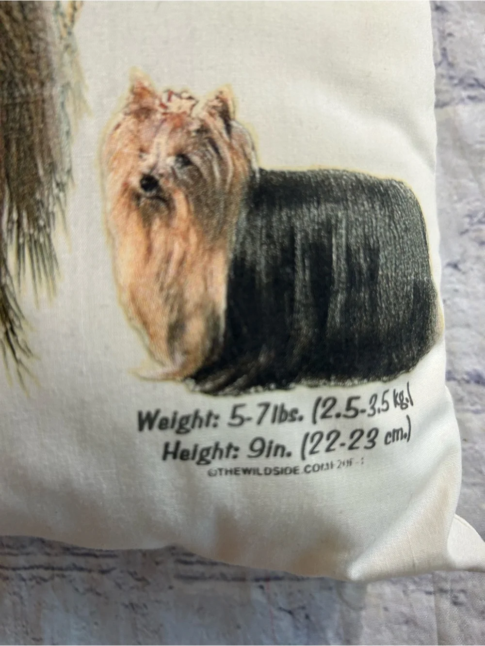 THE WILDSIDE YORKSHIRE TERRIER INFORMATIONAL CREAM/BROWN THROW PILLOW
